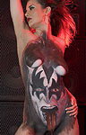 gia body painting of gene simmons of kiss at paper heart